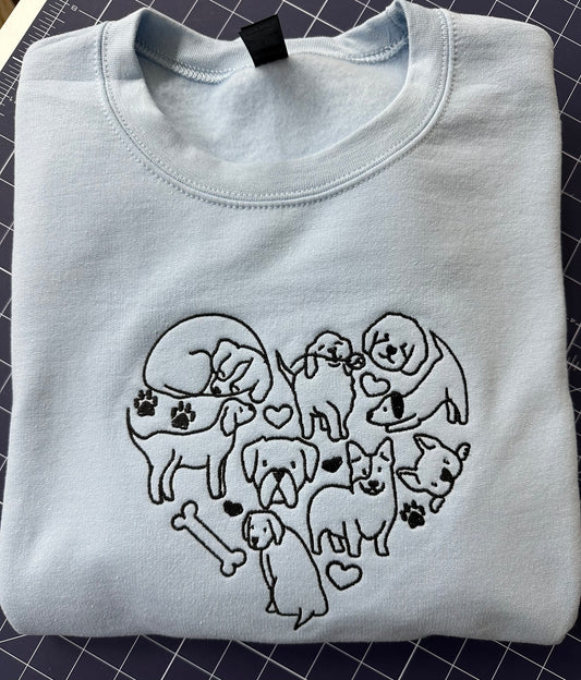 Dog Love Sweatshirt Embroidery Design