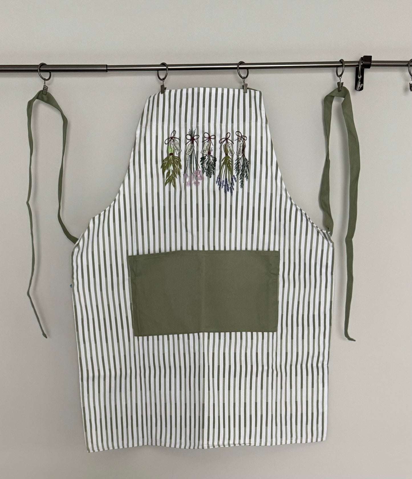Striped Herb Apron with Pockets